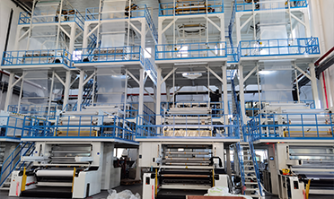 High-permeability and high-yield shrink film blowing machine set